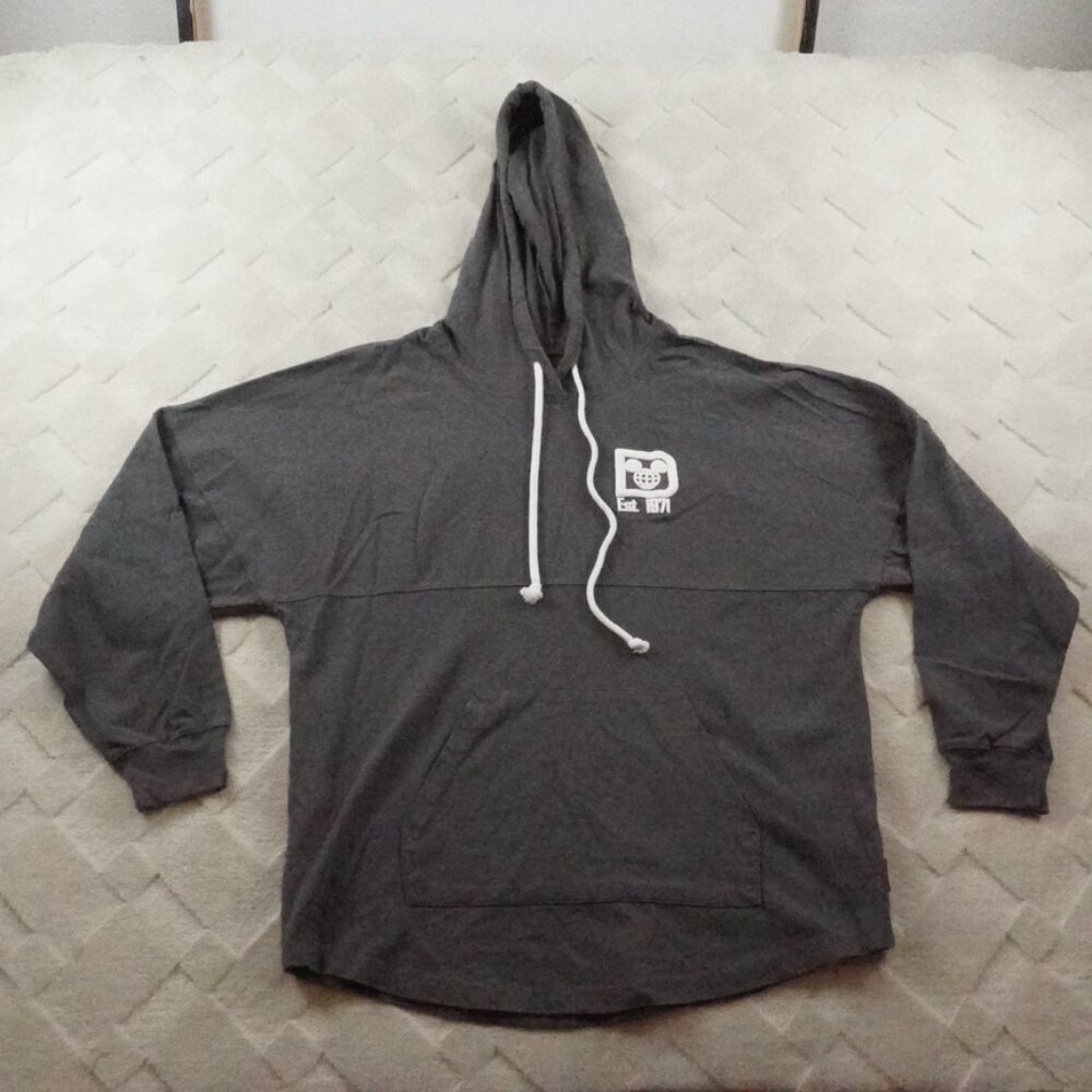 Disney Spirit Jersey Womens Large Hooded Pull Over Gray